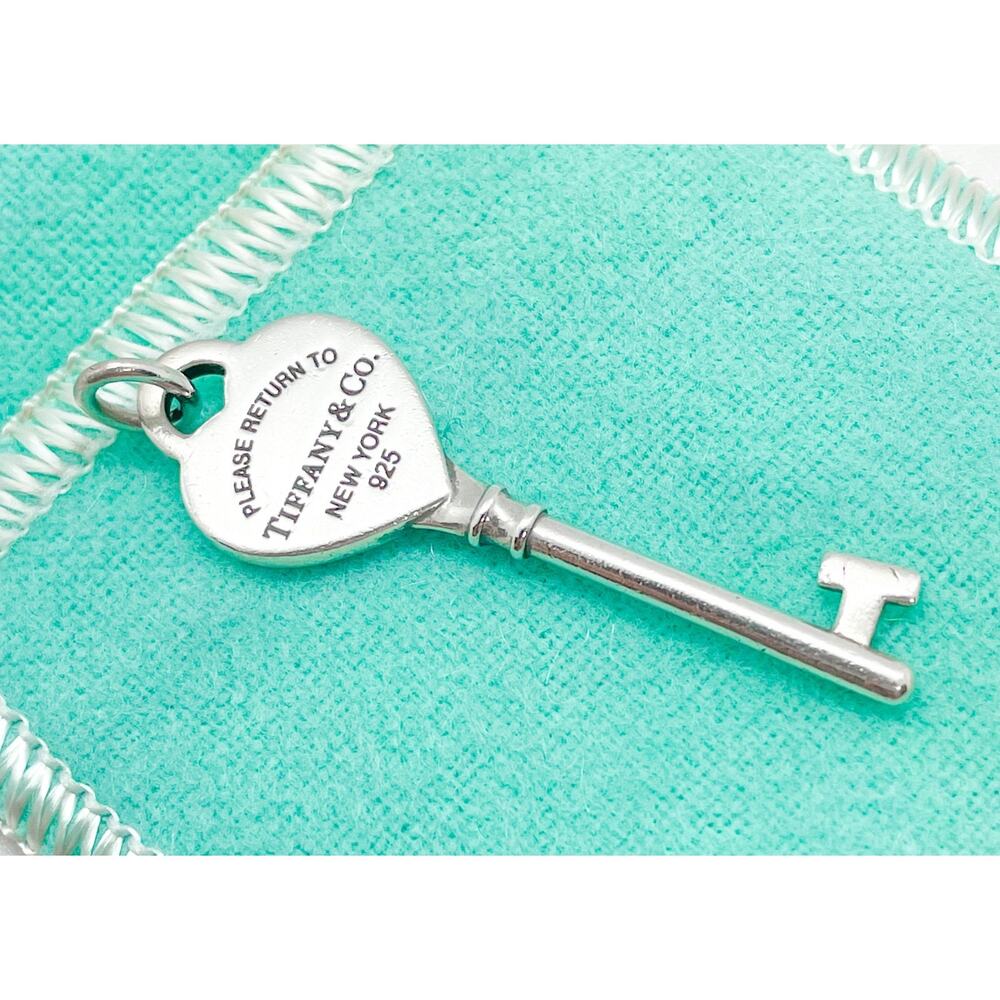 Tiffany & Co. Return to Tiffany Heart Key Charm Pendant Sterling Silver 1.6"